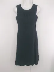 ◇ MELROSE claire ギャザー シンプル キレイめ ノースリーブ 膝丈 ワンピース サイズ2 ブラック レディース E  【1306160023507】