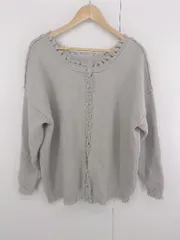◇ Neuna ヌナ カジュアル 着回し ビッグシルエット ダメージニット 長袖 カーディガン サイズF グレー系 レディース E  【1306160022692】