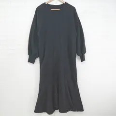 ◇ Re:EDIT リエディ 裏起毛 マーメイド 長袖 ロング ワンピース サイズMT ブラック レディース E  【1306160024115】