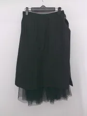 ◇ ◎ nano universe ナノ ユニバース チュールスカート付 膝丈 ラップ 巻き スカート サイズF ブラック レディース E  【1306160025532】