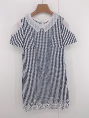 ◇ WILLSELECTION ギンガムチェック レース シアー かわいい ミニ ワンピース サイズS ブラック ホワイト レディース E  【1306160025426】