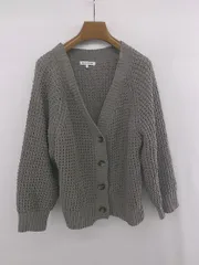 ◇ GLOBAL WORK グローバルワーク ワッフル編み オーバーサイズ 長袖 ニット カーディガン サイズL グレー系 レディース E  【1306160025921】