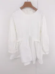 ◇ OPAQUE CLIP オペーク ドットクリップ 切替 無地 長袖 チュニック カットソー サイズ38/Ｍ ホワイト レディース E  【1306160027673】