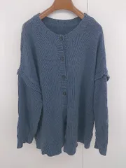 ◇ LOWRYS FARM カジュアル 無地 着回し コットンニット 長袖 カーディガン サイズF ブルーグレー系 レディース E  【1306160026829】