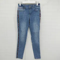 ◇ ZARA ザラ サイドライン 装飾 ジーンズ デニム パンツ サイズEUR 36 USA 4 MEX 26 ライトブルー系 レディース E  【1306160029530】