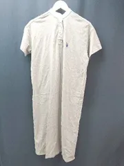 ◇ U.S.POLO ASSN カジュアル 刺繍 Tシャツ風 ネックボタン 半袖 ロング丈 ワンピース サイズF ベージュ レディース E  【1306190002411】