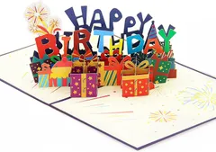 バースデーカード 立体 3Dケーキ お誕生日おめでとうカードをポップアップ 誕生日メッセージカード手作りギフト 親戚、恋人、両親、教師、友達、子供たちへ 誕生日カード 封筒付き (虹)