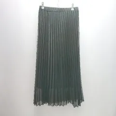 ◇ JEANASIS ウエストゴム 光沢感 モノトーン シンプル ロング丈 プリーツ スカート サイズF ブラック レディース E  【1306190003463】