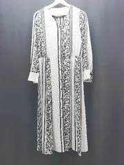 ◇ 新品 Perle Pech マルチ柄 大人 おしゃれ 透け感 長袖 ロング ワンピース サイズ38 ホワイト/ブラック レディース E  【1306190005061】のサムネイル