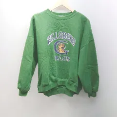 ◇ notch. ノッチ プリント 裏起毛 オーバーサイズ メンズライク 長袖 トレーナー サイズF グリーン レディース E 【1306190006372】