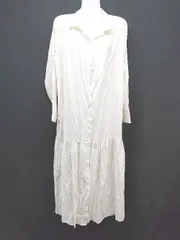 ◇ AZUL BY MOUSSY アズールバイマウジー シャツ ティアード 長袖 ロング丈 ワンピース サイズM オフホワイト レディース E  【1306190006167】