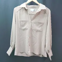 ◇ LAKOLE ラコレ シンプル カジュアル シワになりにくい スキッパー 長袖 シャツ サイズM ベージュ レディース E  【1306190005894】