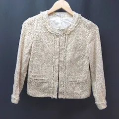 ◇ IENA イエナ ツイード生地 フロントフック 綺麗め 上品 入学式 長袖 ジャケット サイズ38 イエロー レディース E  【1306190006815】