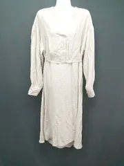 ◇ w closet ダブルクローゼット レイヤード風 薄手 ナチュラル 長袖 ロング丈 ワンピース サイズF ベージュ レディース E  【1306190006549】