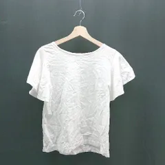 ◇ OPAQUE.CLIP Uネック ボタン 薄手 シンプル オシャレ 爽やか 半袖 カットソー サイズLL ホワイト系 レディース E  【1306190007287】