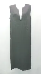 ◇ BONJOUR SAGAN Vネック バックジップ 裏地 スリット ノースリーブ ロング丈 ワンピース サイズS ブラック レディース E  【1306190007126】