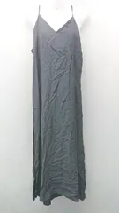 ◇ LOWRYS FARM リボン 薄手 スリット シンプル ノースリーブ ロング丈 ワンピース サイズF ネイビー系 レディース E  【1306190006990】