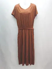 ◇ niko and … ニコアンド シンプル カジュアル 無地 半袖 ロング ワンピース サイズ3 ブラウン レディース E  【1306190008475】