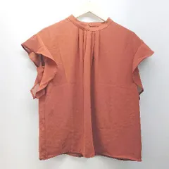 ◇ OPAQUE.CLIP 薄手 透け感 シンプル オシャレ 春夏物 爽やか ボタン 半袖 ブラウス サイズL ブラウン系 レディース E  【1306190007294】