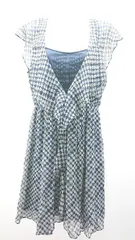 ◇ DIANE von FURSTENBERG 透け感 裏地あり 花柄 かわいい 夏コーデ ひざ丈 ワンピース サイズ2 ネイビー系 レディース E  【1306190009120】