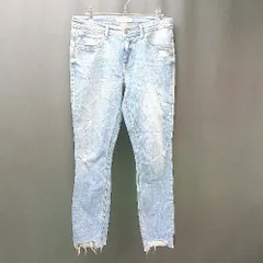 ◇ ZARA BASIC Z1975  クラッシュデニム カジュアル ダメージ加工 ジーンズパンツ サイズ38 ブルー系 レディース E  【1306190009823】