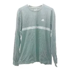 ◇ adidas アディダス ロゴプリント ルーズフィット カジュアル 長袖 Tシャツ サイズM ブラック メンズ E  【1306190009465】