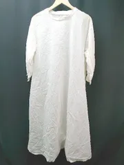 ◇ LOWRYS FARM クルーネック 薄手 シンプル オシャレ 無地 ロング丈 長袖 カットソー サイズF クリーム系 レディース E  【1306190010683】