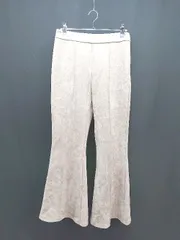 ◇ MURUA ムルーア スエード調 サイドファスナー ストレッチ素材 スリット フレアパンツ サイズF ベージュ レディース E  【1306190011291】