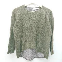 ◇ A DAY IN THE LIFE クルーネック 異素材 ニット サラサラ生地 長袖 カットソー サイズ表記なし カーキ系 レディース E  【1306190011154】