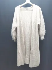 ◇ rienda リエンダ ロング丈 生地厚手 無地 シンプル 長袖 カーディガン サイズF ベージュ レディース E  【1306190012984】