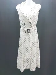 ◇ SHEIN シーイン ドット柄 ノースリーブ ガーリー ロング丈 ワンピース サイズXS ホワイト レディース E  【1306190013738】