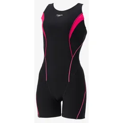 スピード speedo FEEL UP L-HALF KNE Swim 水着(レディース) (SFW12561)、(KP)ブラック×ピンク