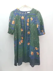 ◇ SUPER HAKKA 花柄 裏地あり きれい系 七分袖 ひざ丈 ワンピース サイズ表記なし ブラック系 レディース E  【1306190015923】