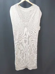 ◇ GLOBAL WORK 2WAY ロング丈 シーズンレス ニットベスト サイズF ベージュ レディース E  【1306190015695】