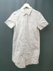 ◇ mademoisell nonnon カジュアル 薄手 大人 半袖 ひざ丈 ワンピース サイズL クリーム系 レディース E  【1306190017668】