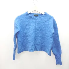 ◇ GREEN LABEL RELAXING Vネック 丈短め タイトスリーブ 長袖 ニット サイズ表記なし ブルー レディース E  【1306190018900】