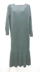 ◇ ketty ケティー 薄手 丸襟 無地 シンプル 裾フレア 長袖 ロング丈 ワンピース サイズ2 ブラック レディース E  【1306190018894】