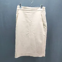 ◇ GALLARDAGALANTE サイドファスナー オフィス スリット 上品 ひざ丈 タイト スカート サイズ1 ベージュ レディース E  【1306190019198】