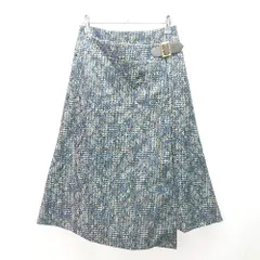 ◇ Andemiu アンデミュウ レース 大人 上品 オフィス ひざ丈 台形 スカート サイズM ネイビー レディース E  【1306190018955】