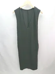 ◇ earth music&ecology ノースリーブ Vネック ゆったりめ ロング丈 ワンピース サイズ表記なし ブラック レディース E  【1306190020941】