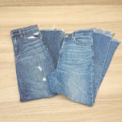 ◇ 《 GU ジーユー/UNIQLO ユニクロ まとめ売り2点セット サイズ混合 ダメージジーンズ ストレートパンツ レディース 》 E  【1306190020965】