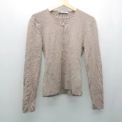 ◇ ZARA ザラ クルーネック 生地薄手 シンプル 大人 長袖 ニット サイズL ベージュ レディース E  【1306190022389】