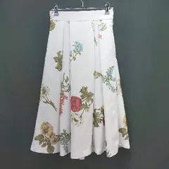 ◇ raycassinレイカズン ハイウエスト 花柄 綺麗め ロング丈 フレア スカート サイズF ホワイト レディース E  【1306190022945】