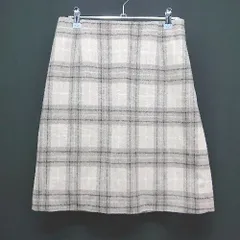 ◇ couturebrooch クチュールブローチ チェック柄 ガーリー ひざ丈 台形 スカート サイズ40 ベージュ系 レディース E  【1306190023423】