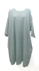 ◇ Samansa Mos2 blue クルーネック ニット ワッフル生地 シンプル 半袖 ひざ丈 ワンピース サイズF ブラック レディース E  【1306190026974】