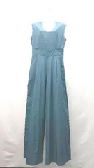 ◇ Lace Ladies Vネック 裏地 ワンタック サイドジップ 薄手 ノースリーブ オールインワン サイズXL ブルー系 レディース E  【1306190026950】のサムネイル