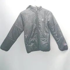 ◇ Champion チャンピオン 中綿 ジップアップ フード 刺繡 ブランドロゴ 長袖 ジャケット サイズ150 ブラック系 メンズ E  【1306190026745】