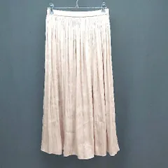 ◇ NATURAL BEAUTY BASIC 光沢感 バックゴム仕様 裏地あり ロング丈 フレア スカート サイズS ベージュ系 レディース E  【1306190028022】