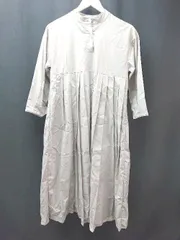 ◇ and R フロントボタン かわいい ゆったり 長袖 ロング ワンピース サイズL ベージュ系 レディース E  【1306190027704】