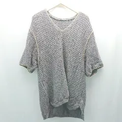 ◇ LAVEANGE ラビアンジェ 大きいサイズ 涼し気 ゆったり カジュアル 半袖 ニット サイズLL グレー レディース E  【1306190029401】